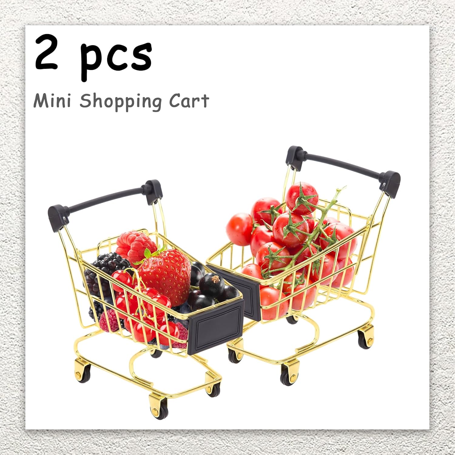 DomeStar 2 mini carritos de compras, mini carrito de comestibles, carrito de compras de juguete, carrito de supermercado, miniatura para cosméticos,