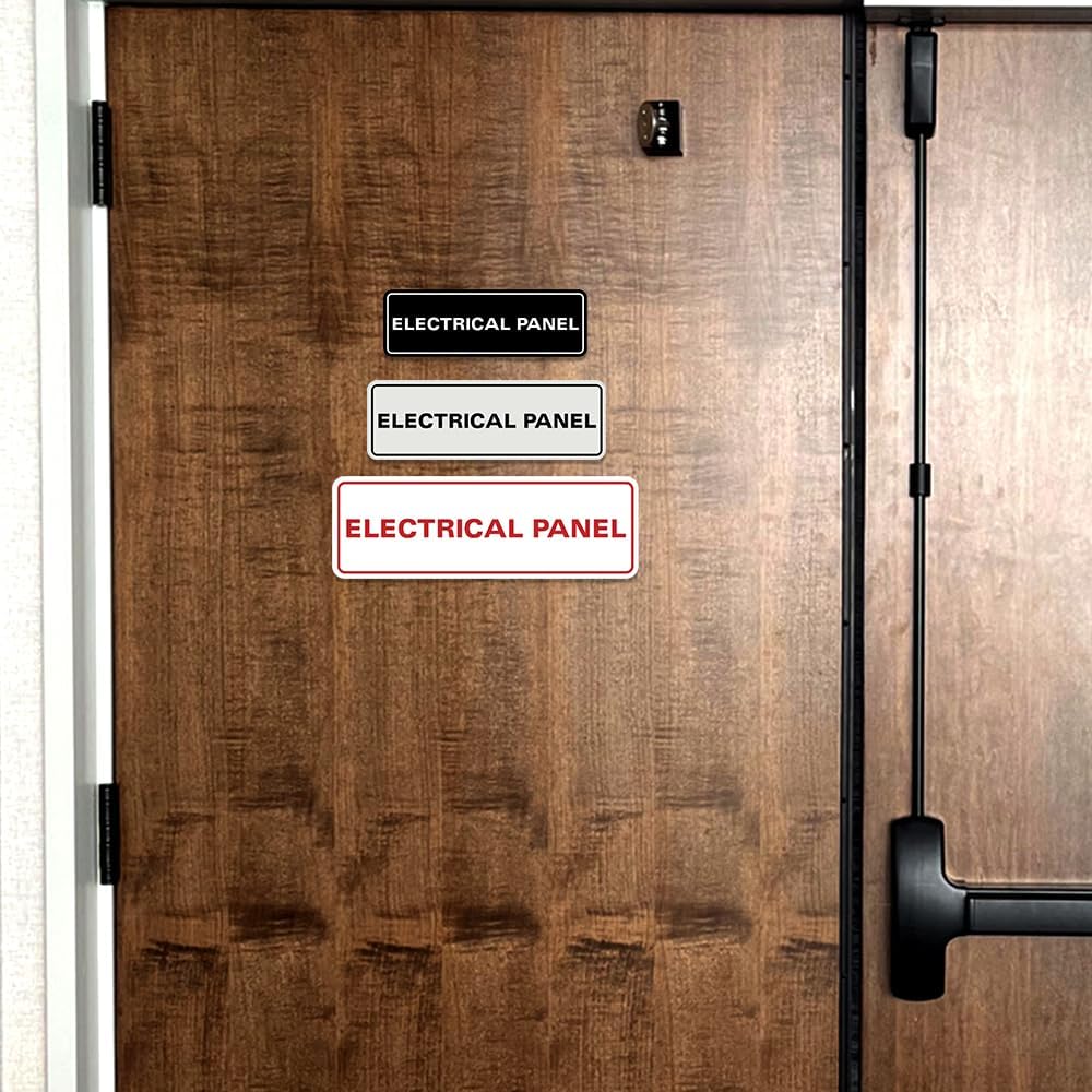 Letrero de pared o puerta de panel eléctrico estándar, material duradero, letrero transparente y funcional, fácil instalación, marrón oscuro,