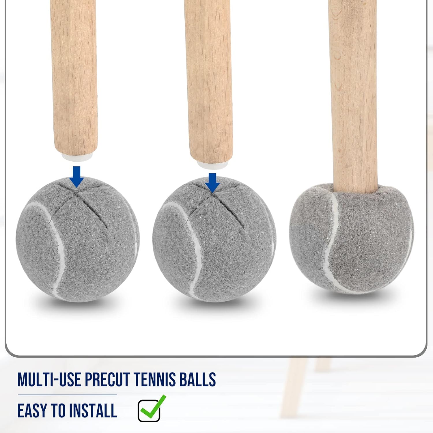 Macarrie 40 pelotas de tenis para patas de muebles y protección del suelo, pelotas de tenis precortadas para sillas, pelotas de tenis, sillas de