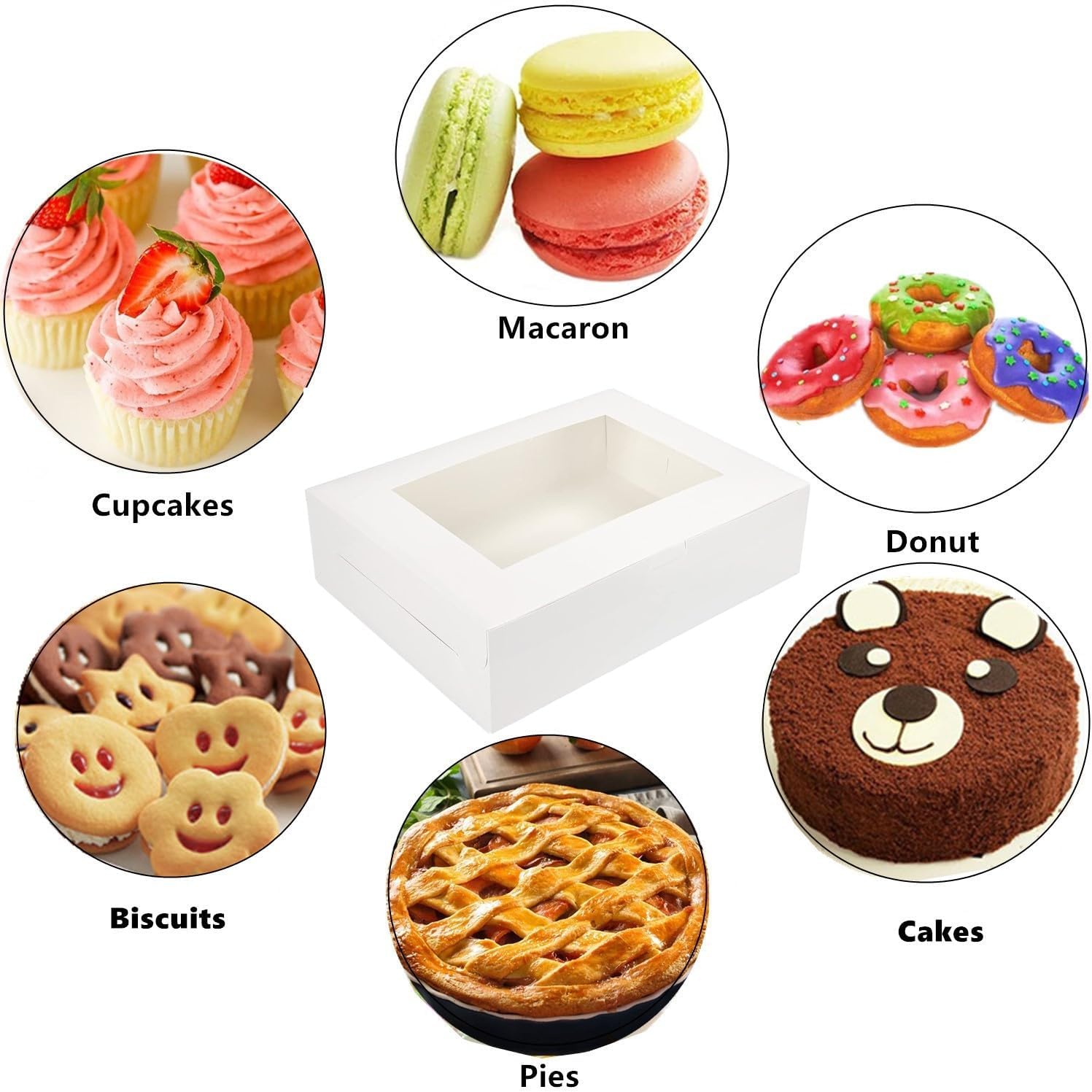 GUIFIER 15 cajas blancas para cupcakes, 12 unidades con ventana e insertos, portador de cupcakes de cartón, caja de papel para panadería, cajas de