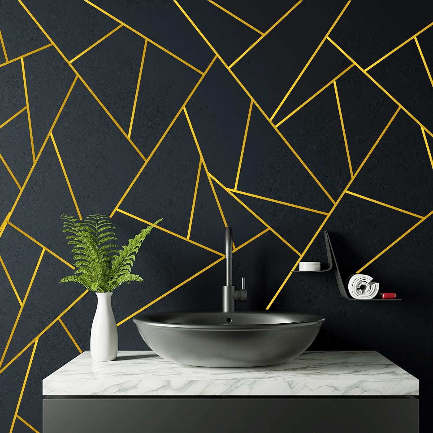 6 rollos de cinta dorada, cinta adhesiva dorada washi cinta metálica de múltiples anchos para decoración de pared, cinta de lámina dorada,