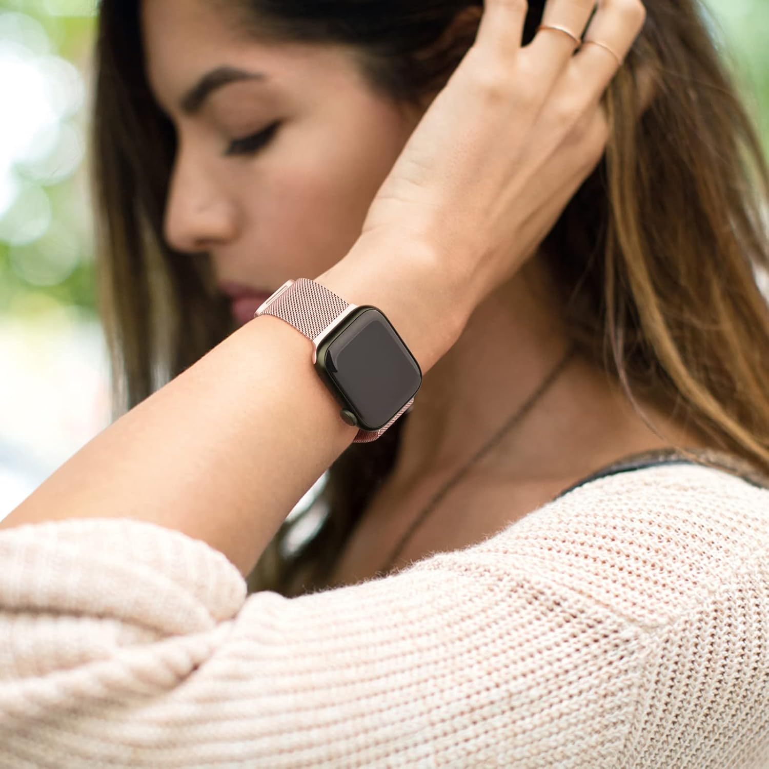 Vanjua Correa de metal compatible con correas de Apple Watch de 1.614 in 1.575 in 1.496 in 1.654 in 1.732 in 1.772 in 1.929 in, correa de repuesto