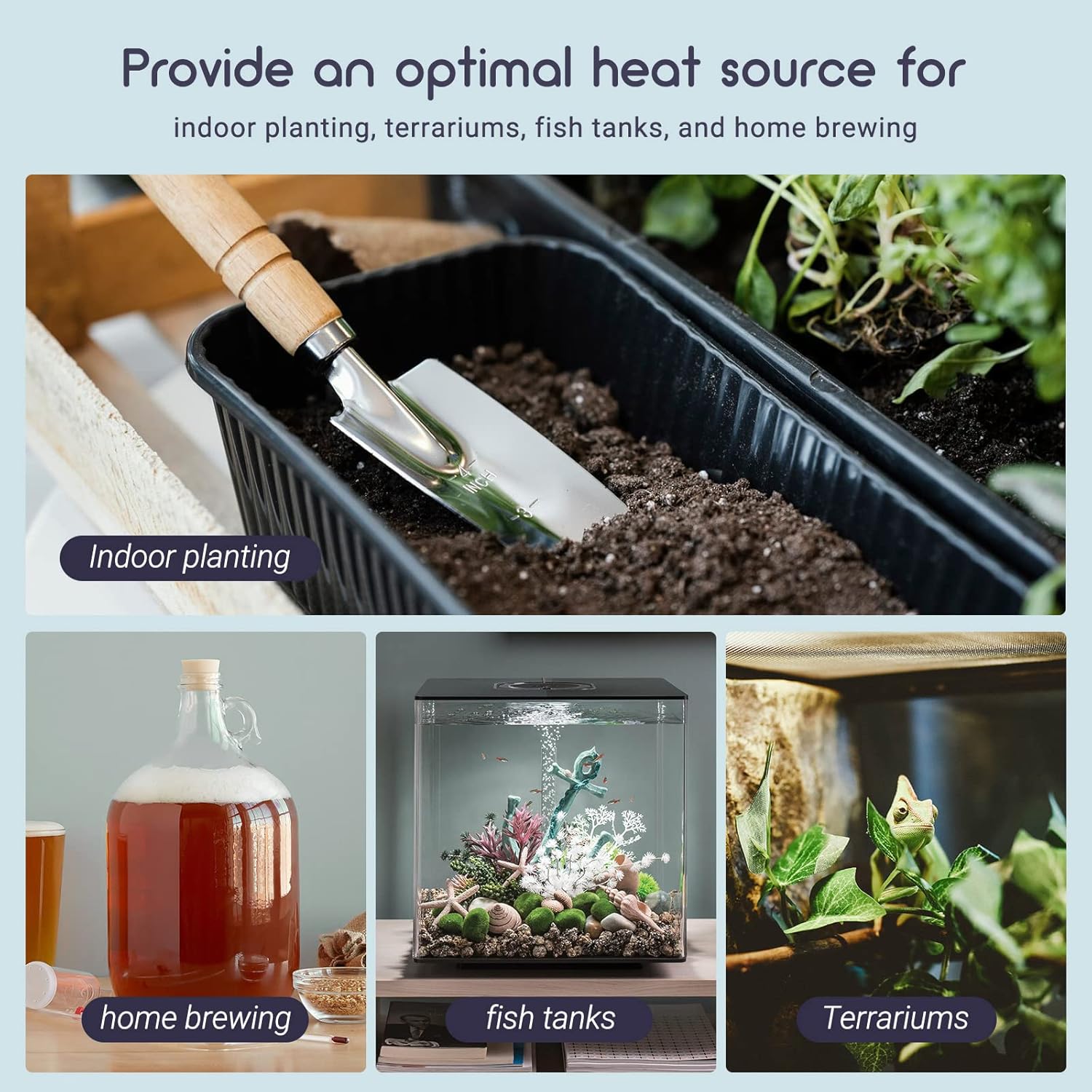 Alfombrilla térmica impermeable duradera de 10 x 20.75 pulgadas, almohadilla térmica hidropónica cálida para germinación de plantas de interior,