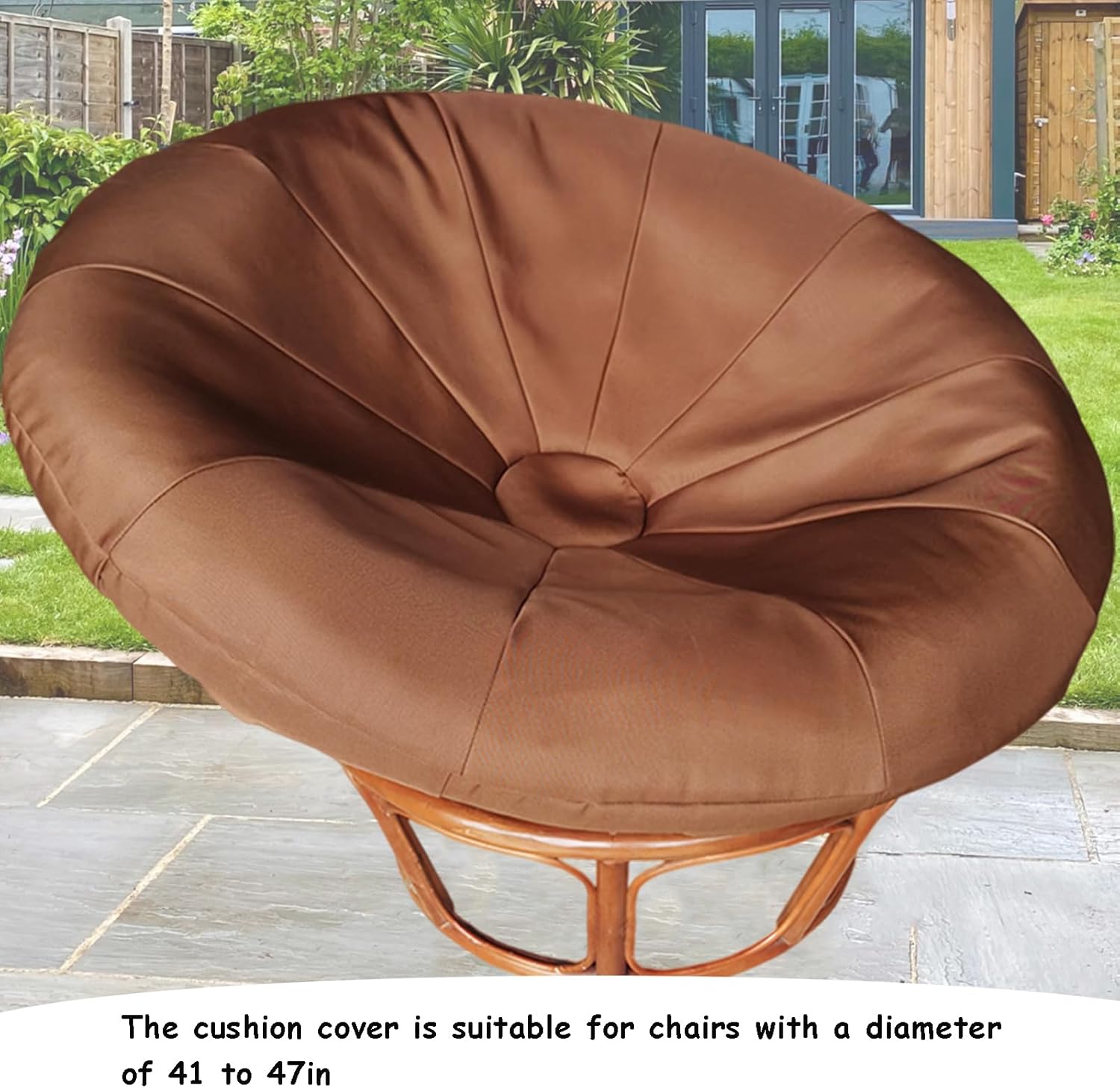 Papasan – Funda de cojín para silla, cojín para interiores y exteriores, impermeable, con banda elástica diseñada para cojín Papasan (para 41  47