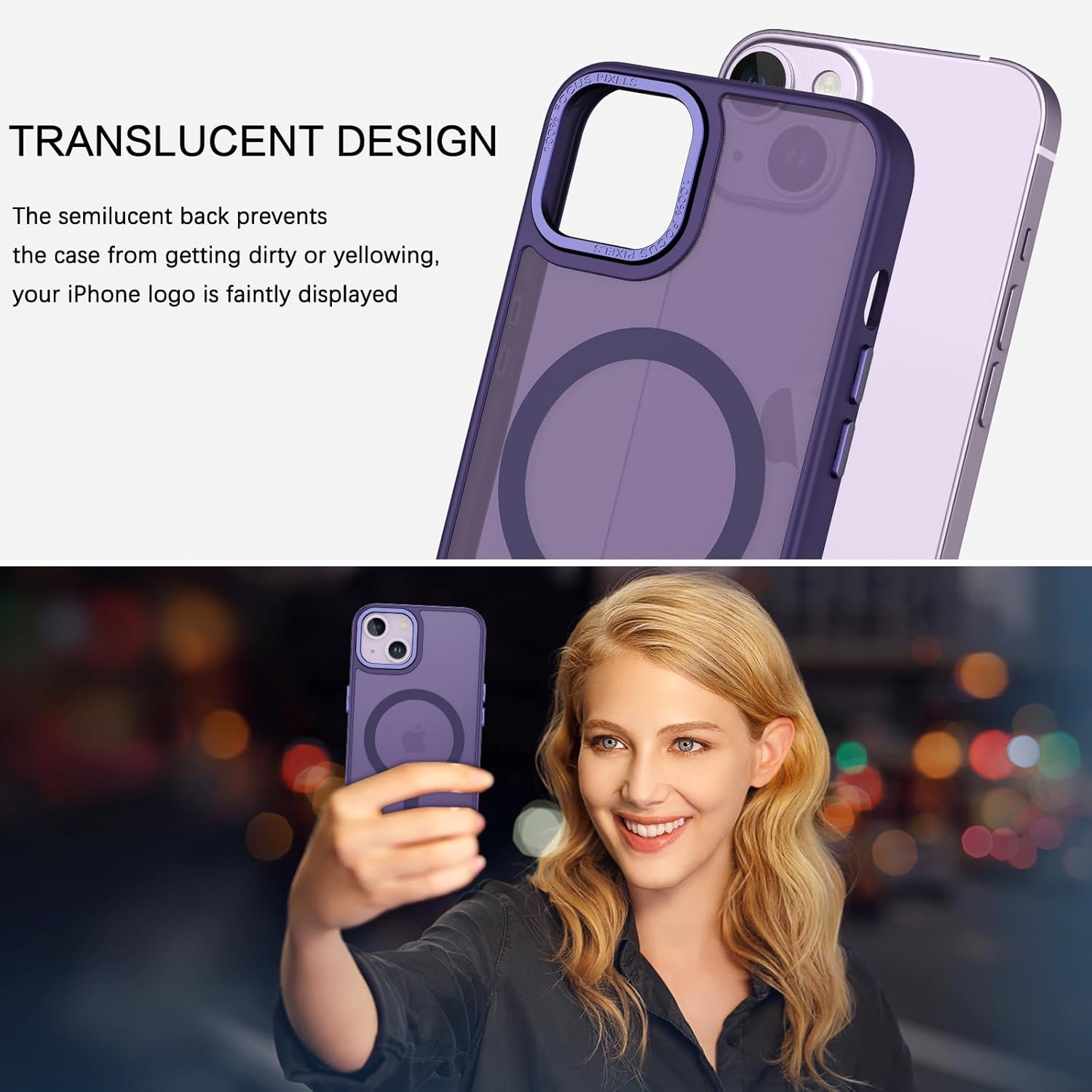 BENTOBEN Funda magnética para iPhone 13 compatible con Magsafe Funda translúcida mate para iPhone 13, delgada, a prueba de golpes, para mujeres,
