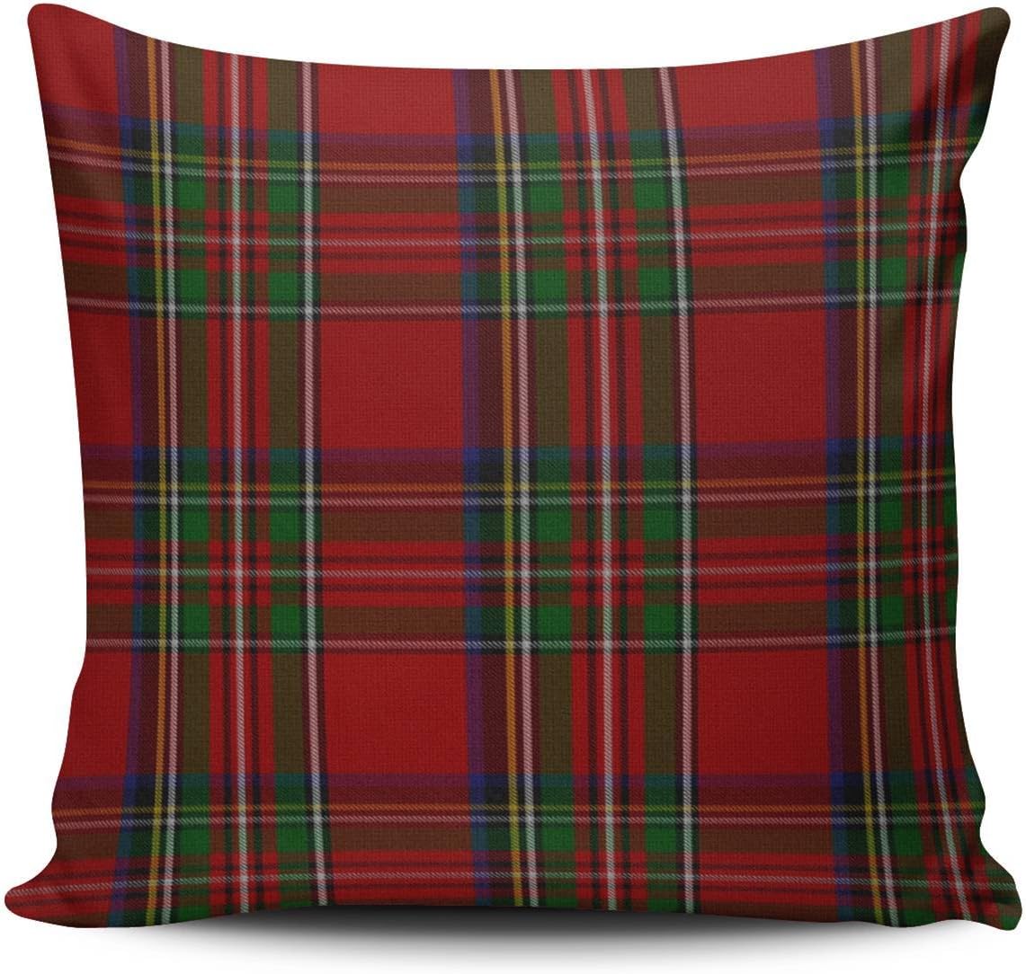 Funda de almohada personalizada para decoración del hogar, color rojo, elegante, a cuadros, cuadros escoceses, europeo, cuadrada, funda de cojín de