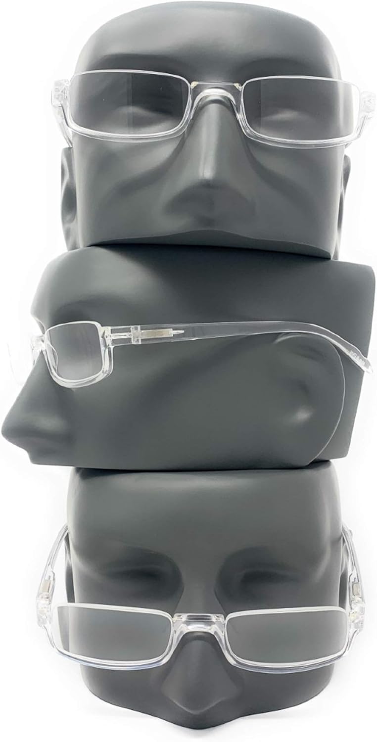The Parker – Lentes de lectura rectangulares de medio marco, lectores unisex sin montura + 1.25 transparente