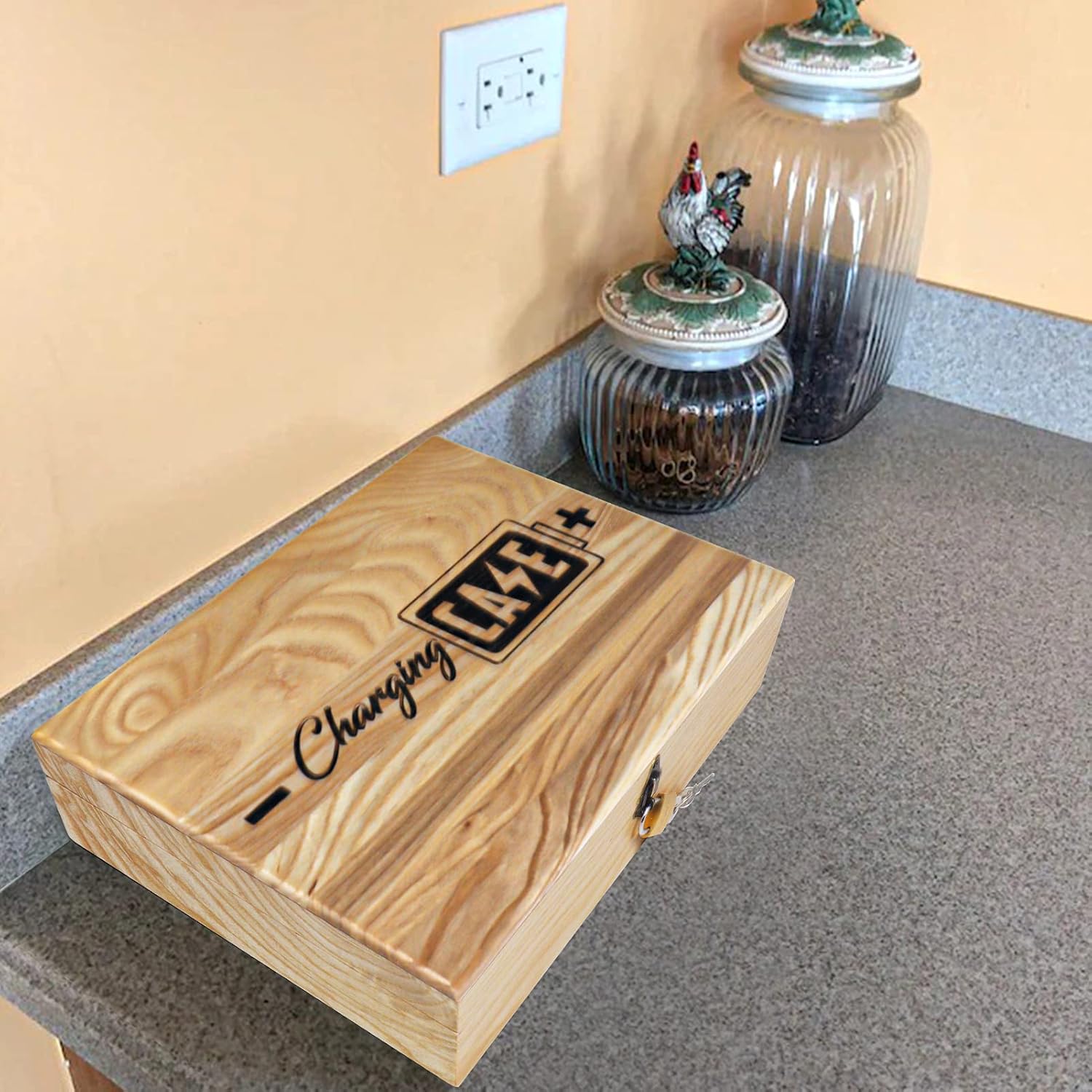 Wood Phone Lock Box, Family Phone Lock Up, Wooden Cell Phone Charging Case, Cell Phone Time Out, Cell Phone Charging Station, Wooden Crate, Wood