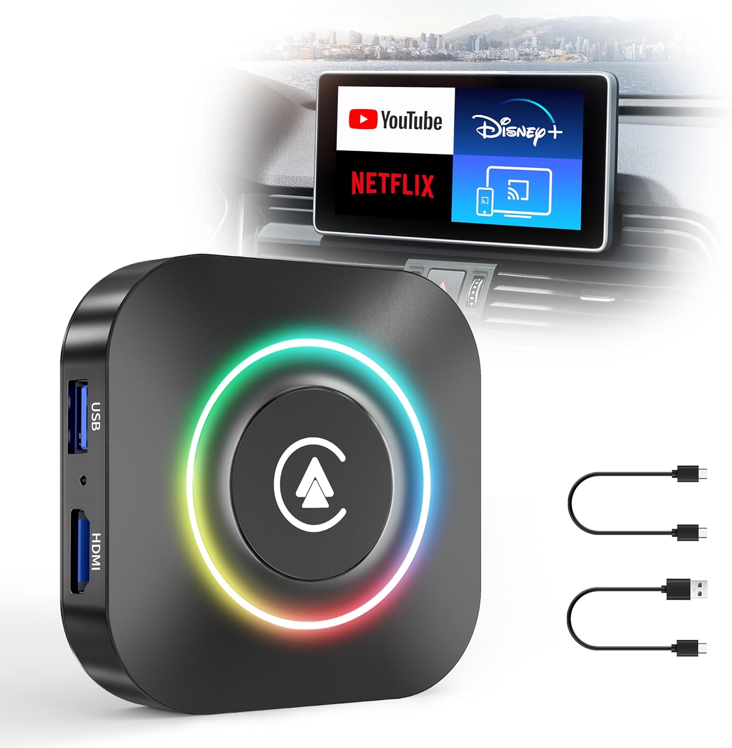 The Magic Box 2.0, Magic Box CarPlay con Netflix YouTube a Car y TV, Apple CarPlay y Android Auto Adaptador inalámbrico para coche, Magic Box