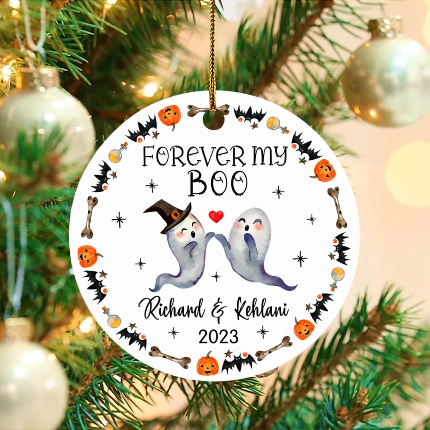 Forever My Boo – Adorno de Halloween para vacaciones, adorno de pareja de Halloween, adorno de Halloween personalizado para pareja fantasma, regalo