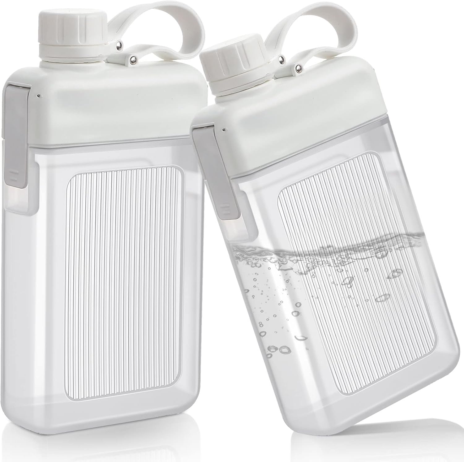 2 botellas de agua planas de 13 onzas para licor, botellas cuadradas delgadas, taza de viaje portátil, botella de bolsillo para deportes al aire