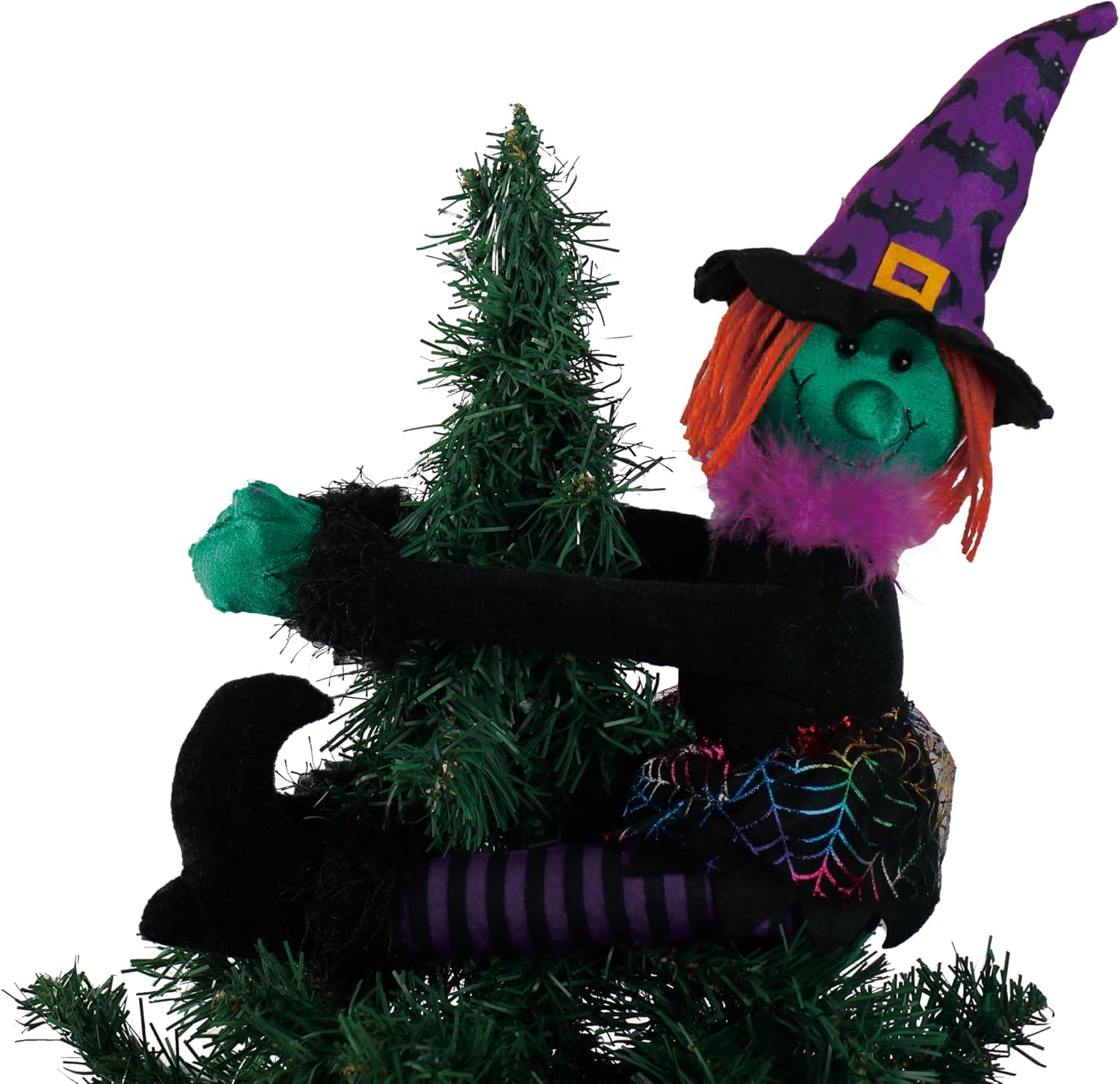 Decoración para árbol de bruja de Halloween, decoración aterradora de Halloween para árbol de Navidad, corbata de cortina de Halloween y botella de