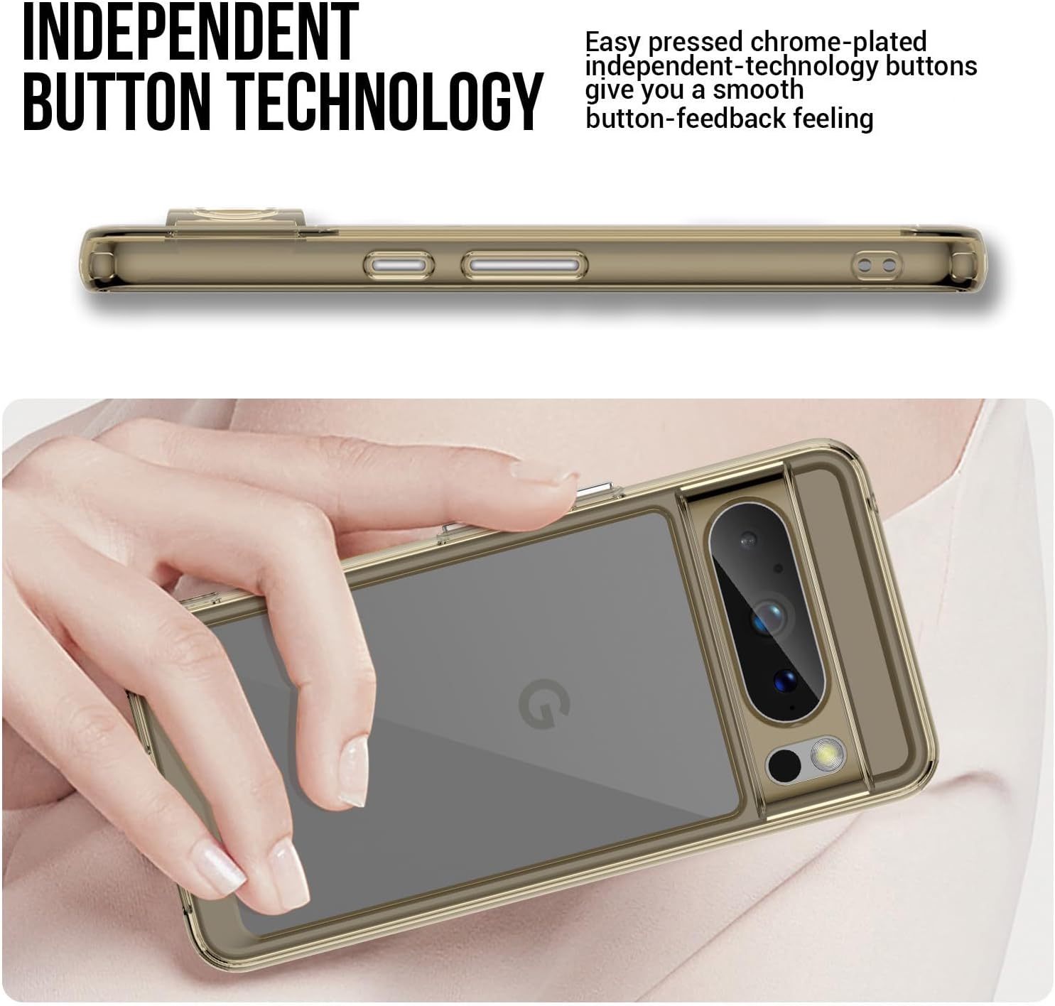 Funda para Google Pixel 8 Pro 4 bolsas de aire integradas no amarillento Funda protectora de grado militar a prueba de golpes para Google Pixel 8