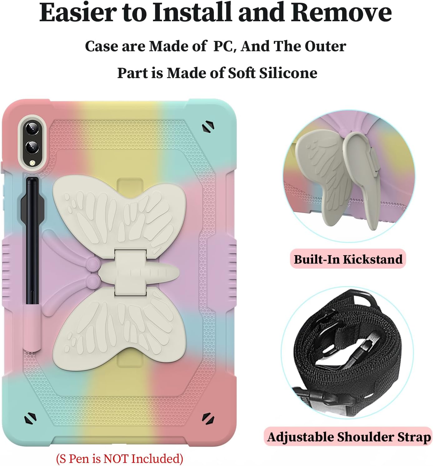 HOGENL Funda para Samsung Galaxy Tab S9+ Plus de 12.4 pulgadas con soporte para bolígrafo S, Galaxy Tab S9+ 2023 lanzado con soporte de mariposa,