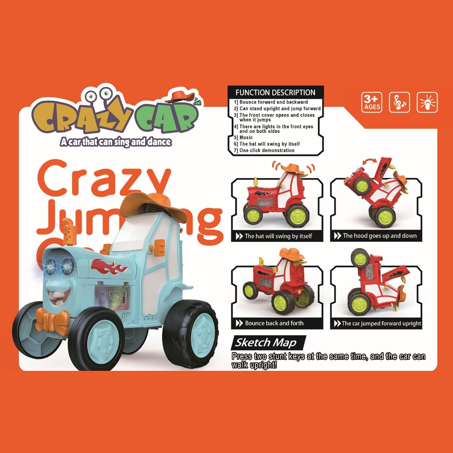 GoolRC Coche de control remoto, auto de salto loco con control remoto, juguete con luces musicales, regalo de cumpleaños de Navidad para niños
