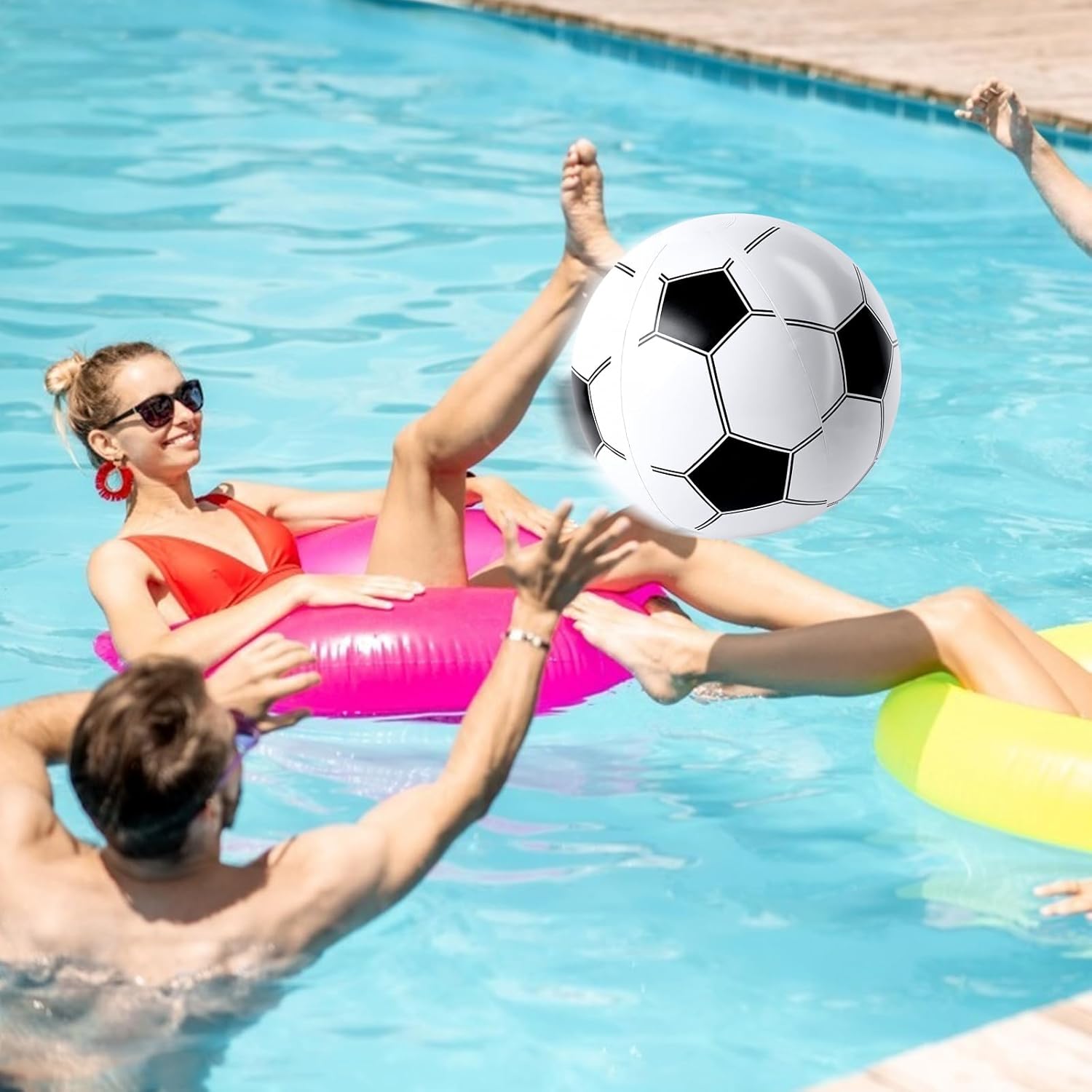 POPLAY 5 bolas inflables, pelotas inflables de playa de fútbol de 12 pulgadas para niños, recuerdos de fiesta de verano, piscina, juego de playa
