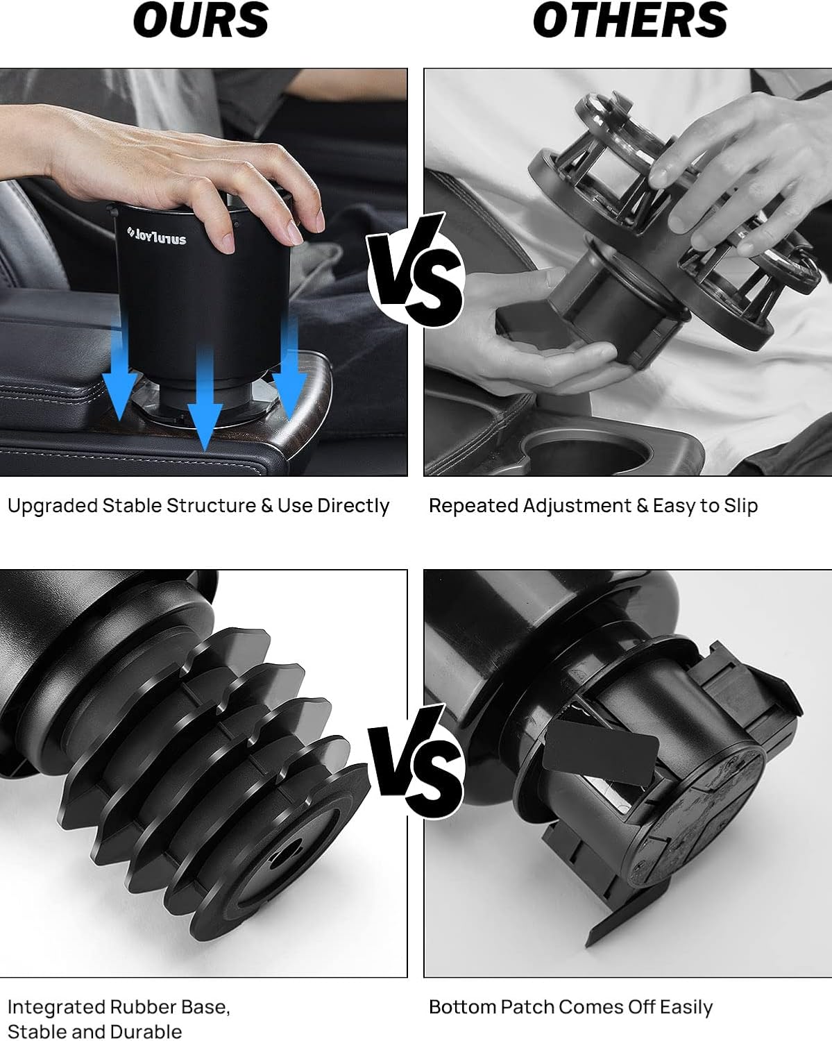 JOYTUTUS Paquete de 2 expansores de portavasos para automóvil con base desplazada, compatible con YETI, Hydro Flask, Nalgene, expansor de portavasos