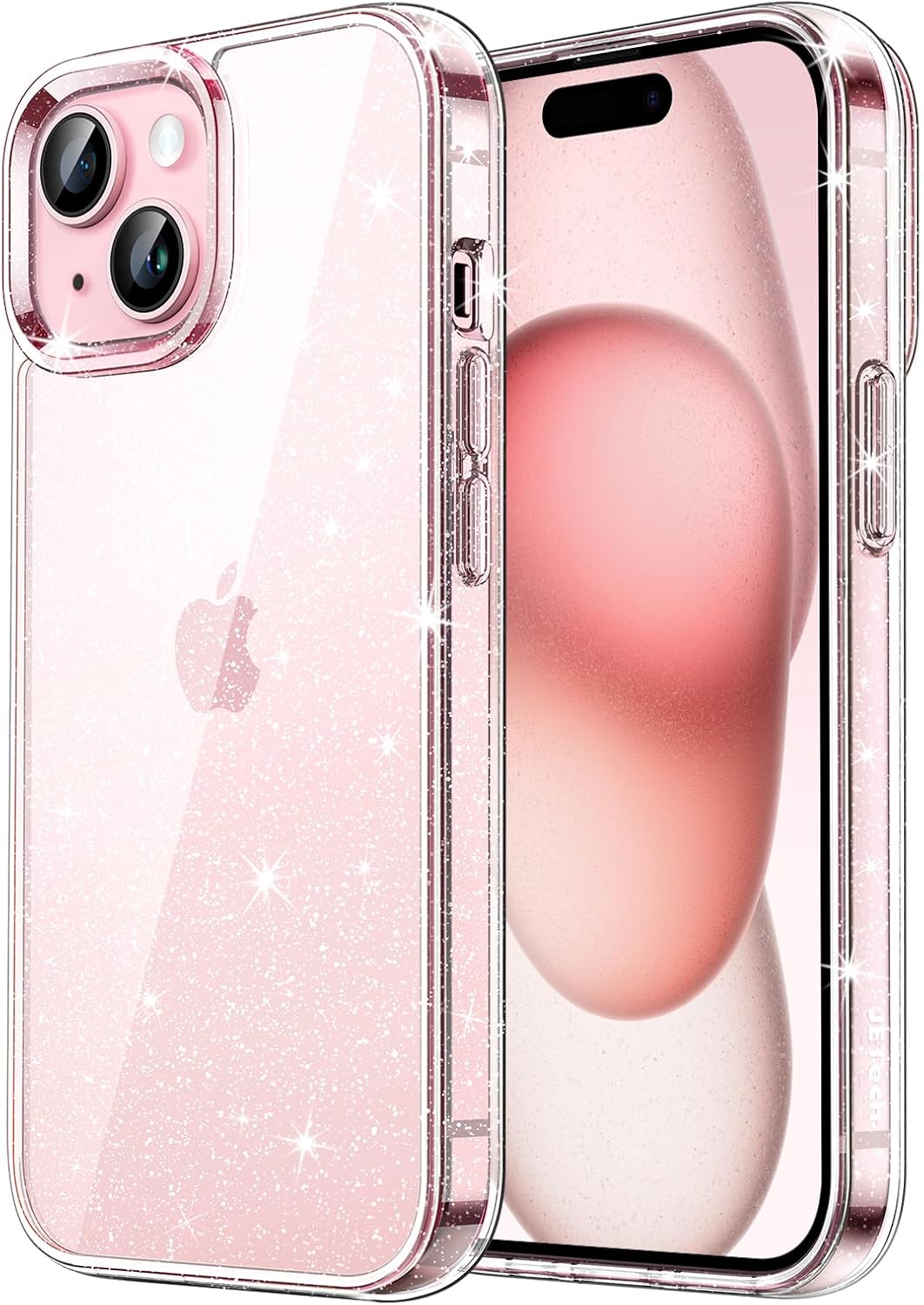 JETech Funda con purpurina para iPhone 15 de 6.1 pulgadas, a prueba de golpes, bonita y brillante para mujeres y niñas (transparente)