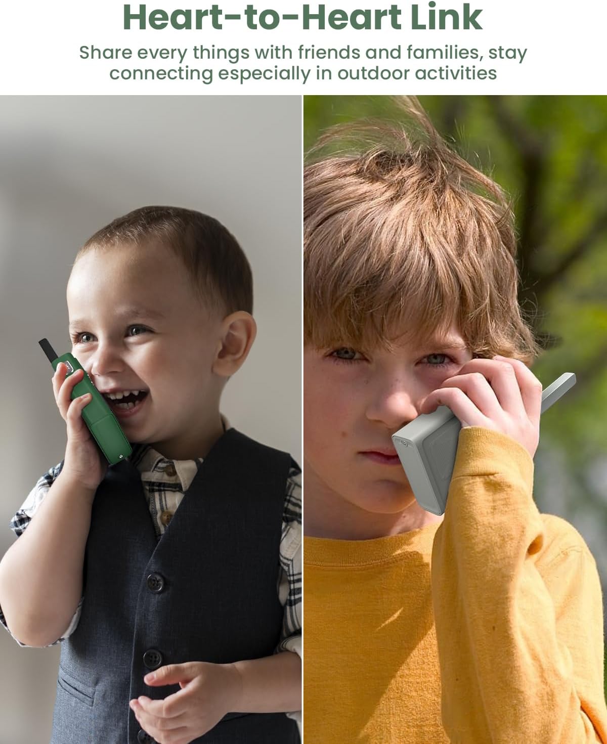 MOREXIMI Walkie Talkies para niños, paquete de 2 unidades, 22 canales de largo alcance, juguetes educativos al aire libre para niños de 3 a 12 años