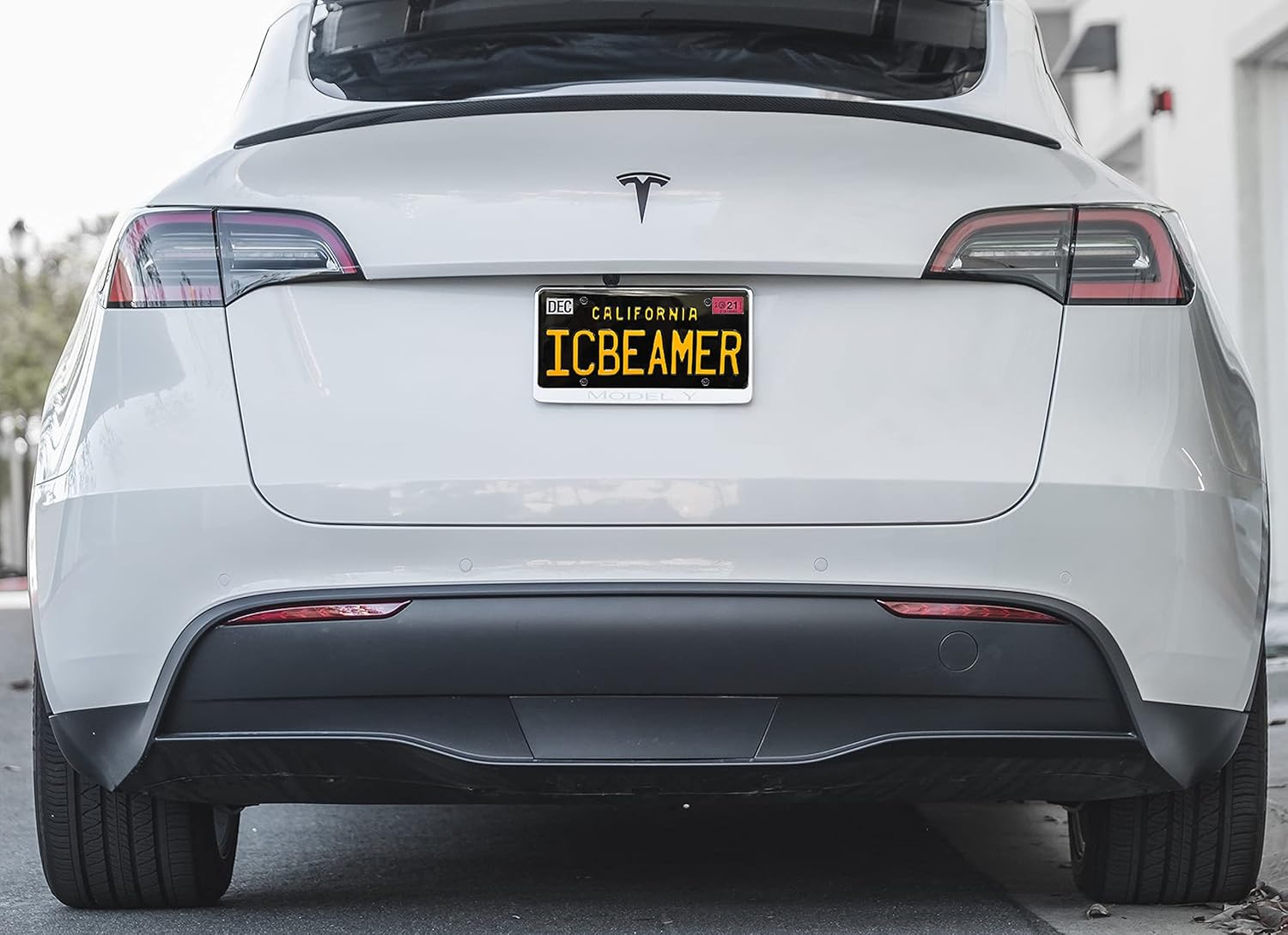 ICBEAMER Alerón trasero de fibra de carbono 100% real seco para Tesla modelo Y (2020  2023), tapa de cola de borde de maletero resistente a la