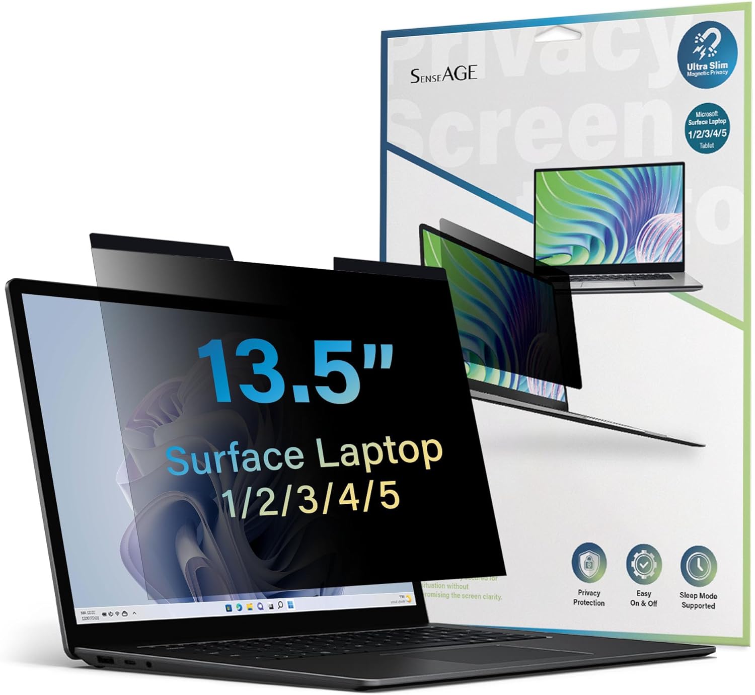 SenseAGE Microsoft Surface – Protector de pantalla magnético de privacidad para laptop de 13.5 pulgadas, filtro de privacidad fácil de poner y
