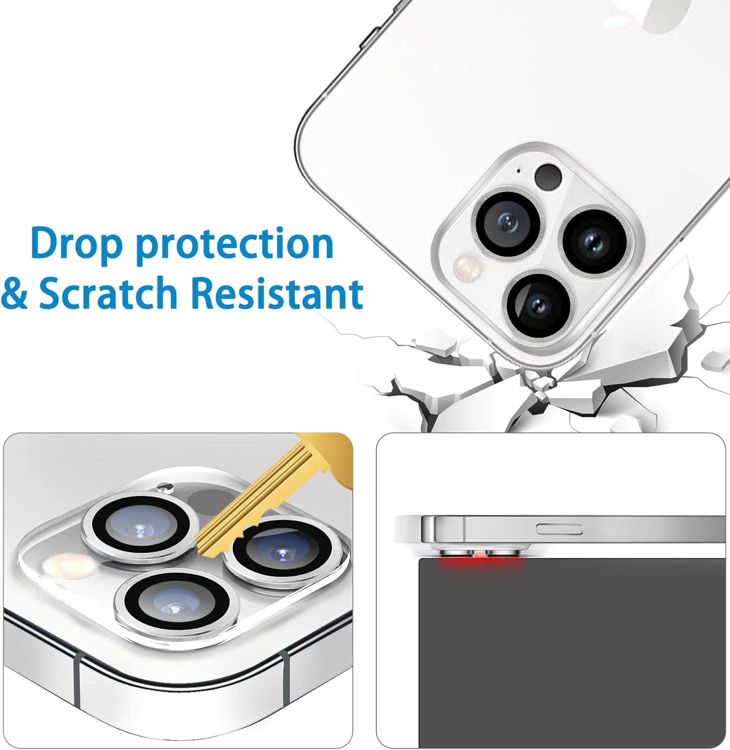 Paquete de 3 protector de lente de cámara de vidrio templado Dengduoduo para iPhone 13 Pro de 6.1 pulgadas y iPhone 13 Pro Max de 6.7 pulgadas,
