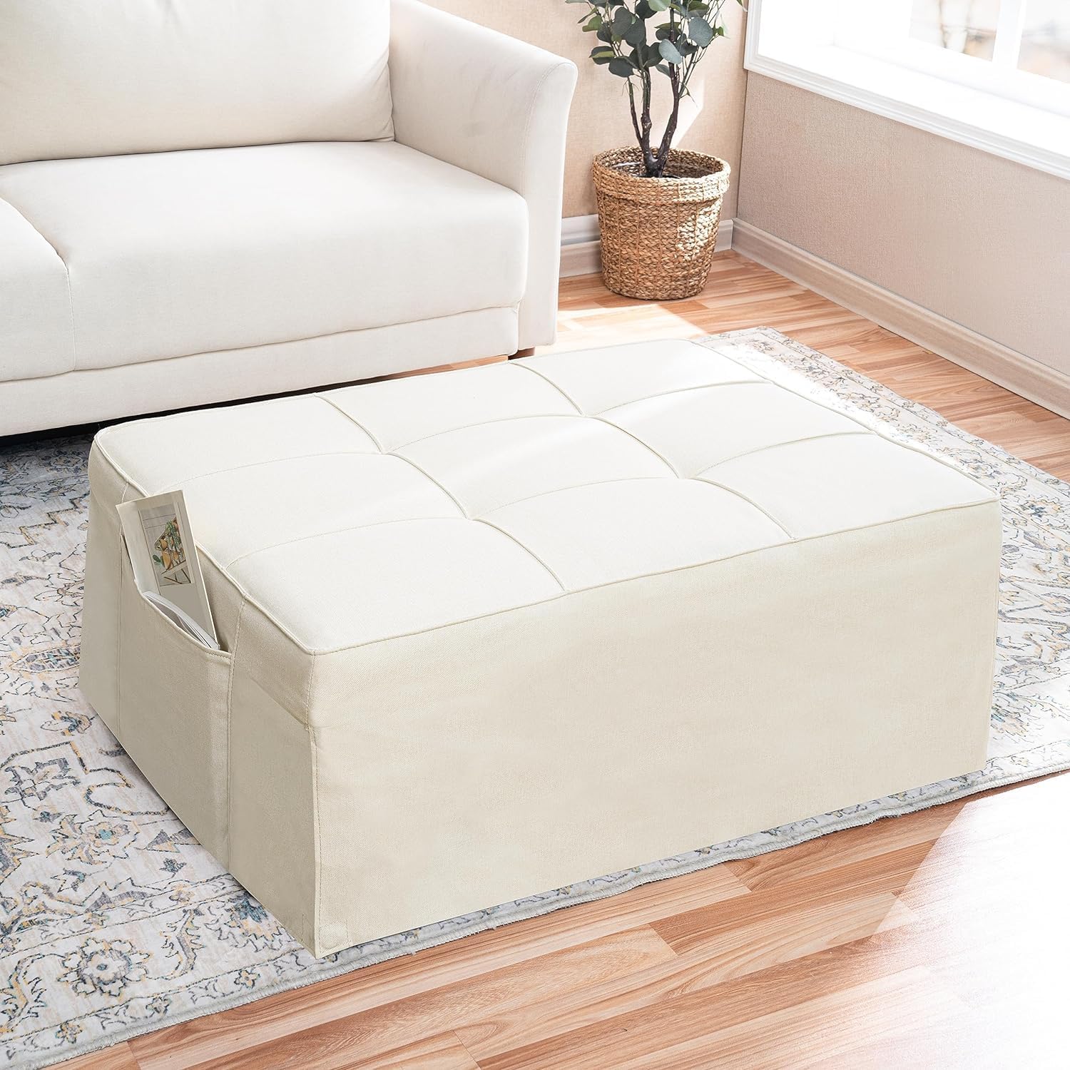 Cama con silla de dormir, cama otomana convertible multifunción 4 en 1, silla de cama de lino transpirable, sofá cama convertible con respaldo