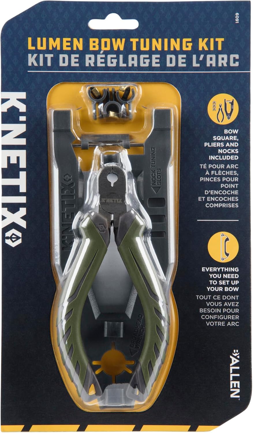 Allen Company K’Netix Kit de afinación de arco Lumen, compatible con compuesto, recurvo y arco largo, gris