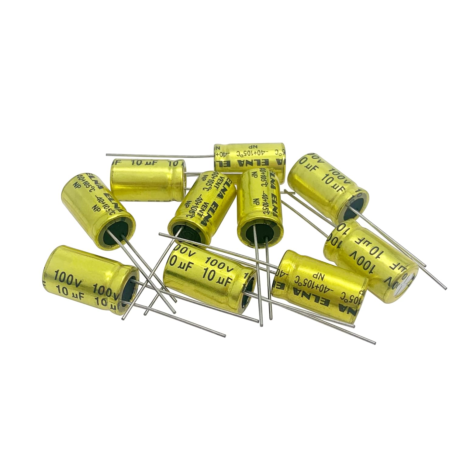 10 unids 10uf 100V condensador electrolítico no polarizado 10x17mm (0.39×0.67in) condensador NP para audio tweeter condensador divisor de frecuencia