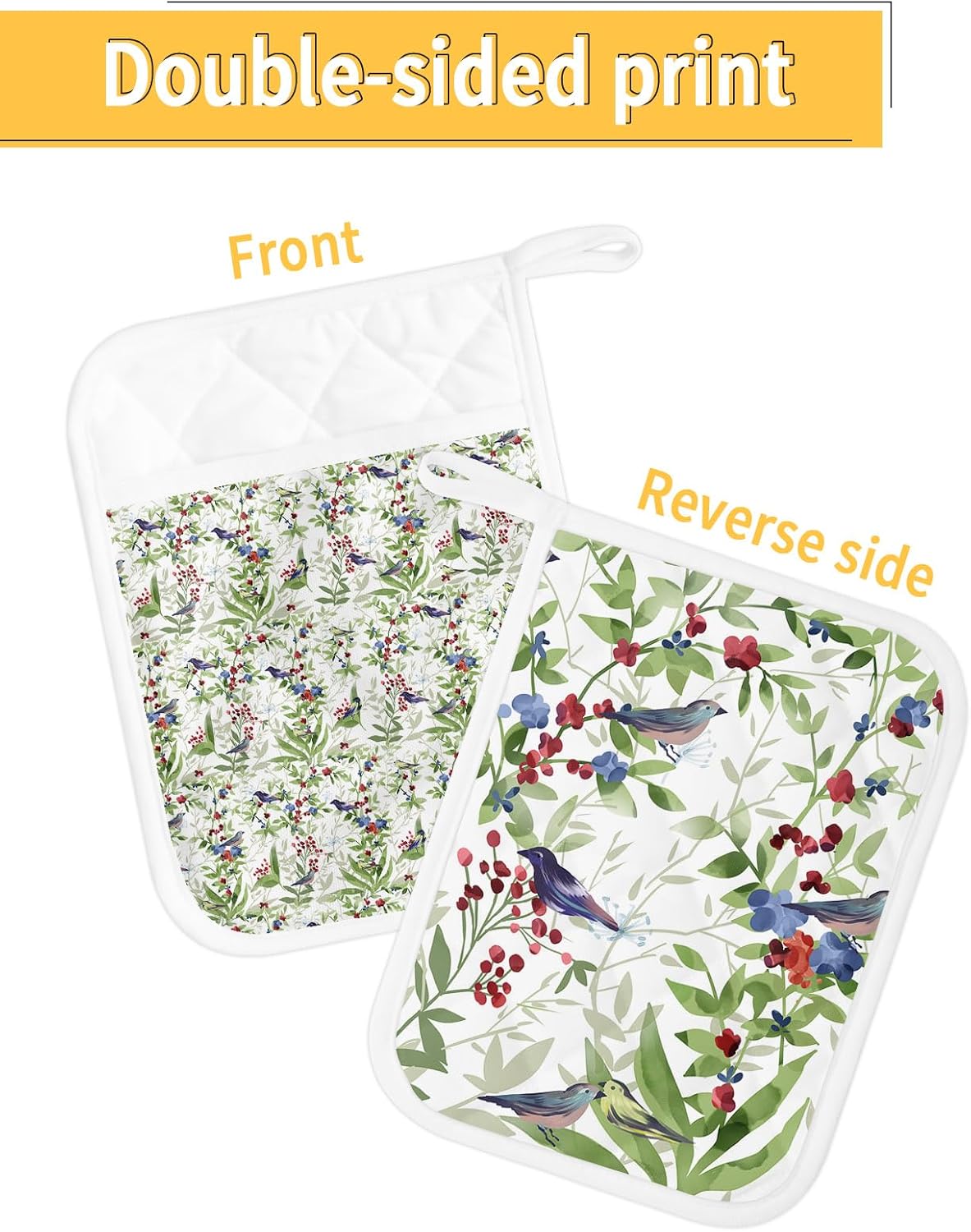 Greenery Plant – Juego de 4 soportes para ollas para cocina, antideslizante y aislante de calor, juego de agarraderas de tela de toalla con