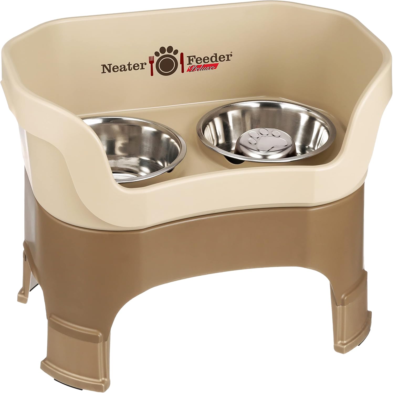 Neater Feeder Deluxe – Plato elevado con extensiones en las patas (combinación de tazón Slow Feed para la alimentación lenta, tamaño grande, color