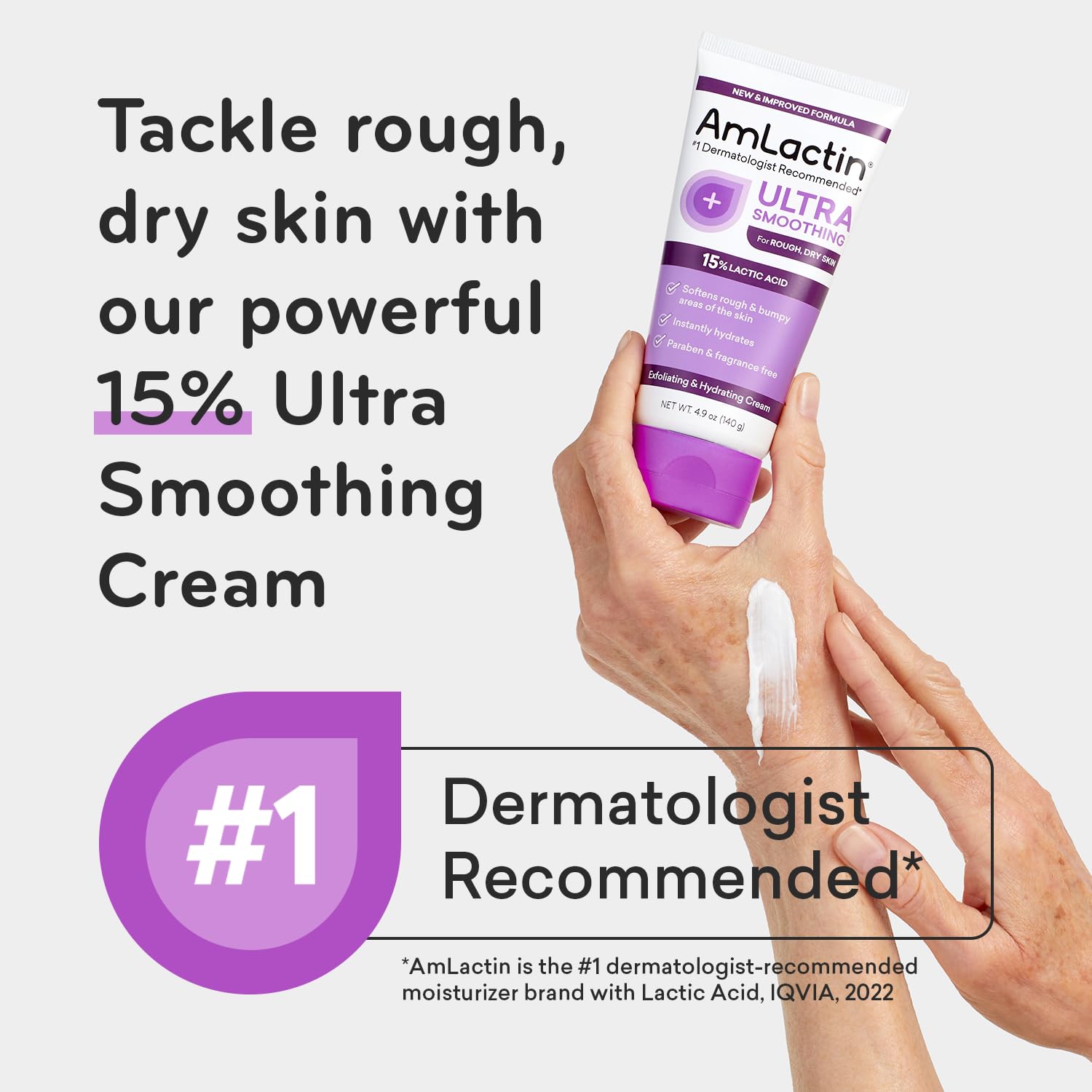 AmLactin Crema reafirmante de crepé, crema corporal de 12 onzas con 15% de ácido láctico, exfoliante e hidratante para crepey, piel seca y ultra