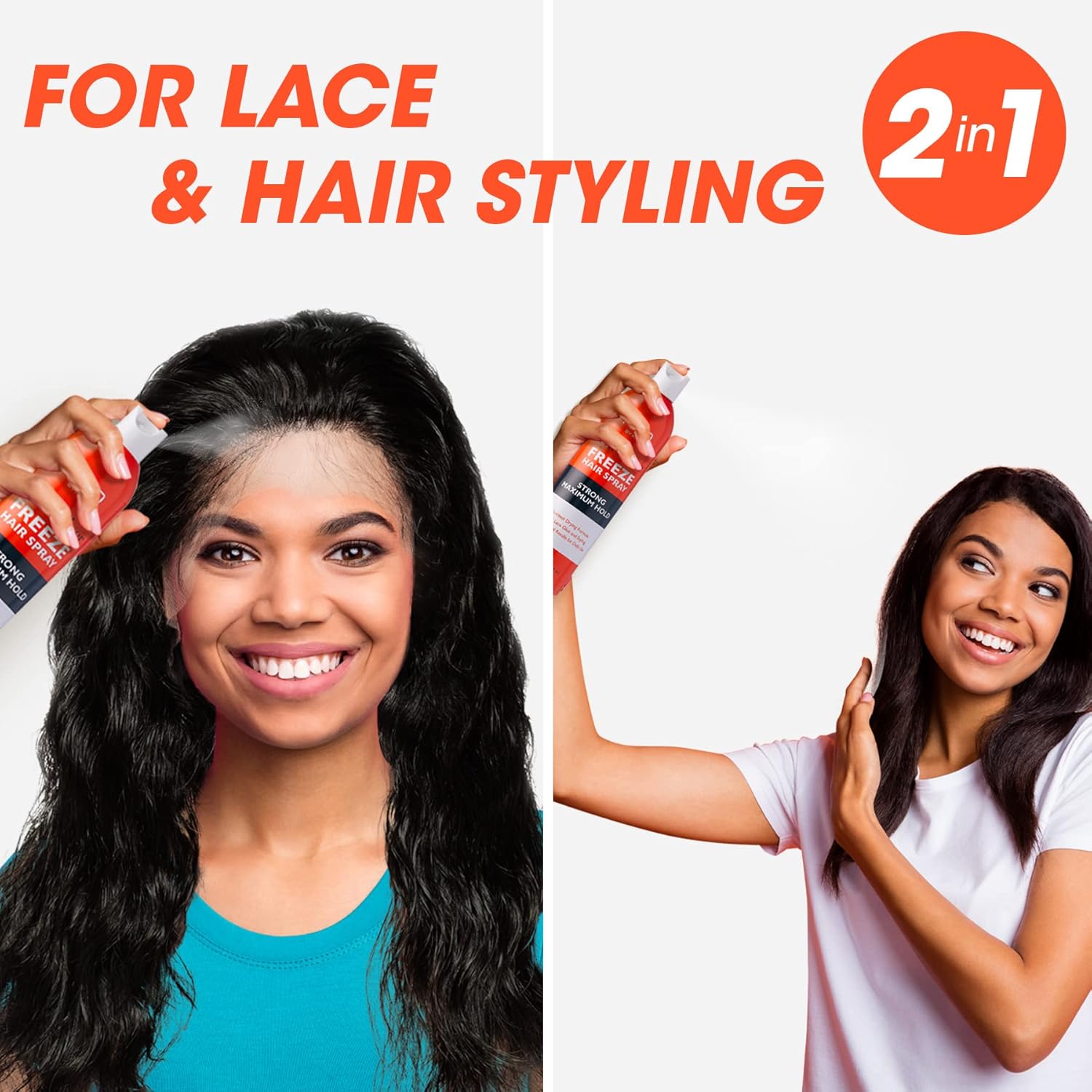 Red by Kiss Styler Fixer Freeze Spray para el cabello Fuerte Máxima Hold 2 en 1 Pegamento de encaje y peinado 11oz