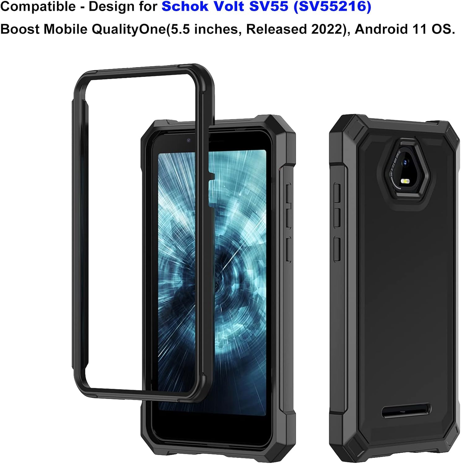 Ailiber Funda para teléfono Volt SV55, Schok SV55 y protector de pantalla (SV55216), protección de estructura de doble capa, parachoques de TPU en