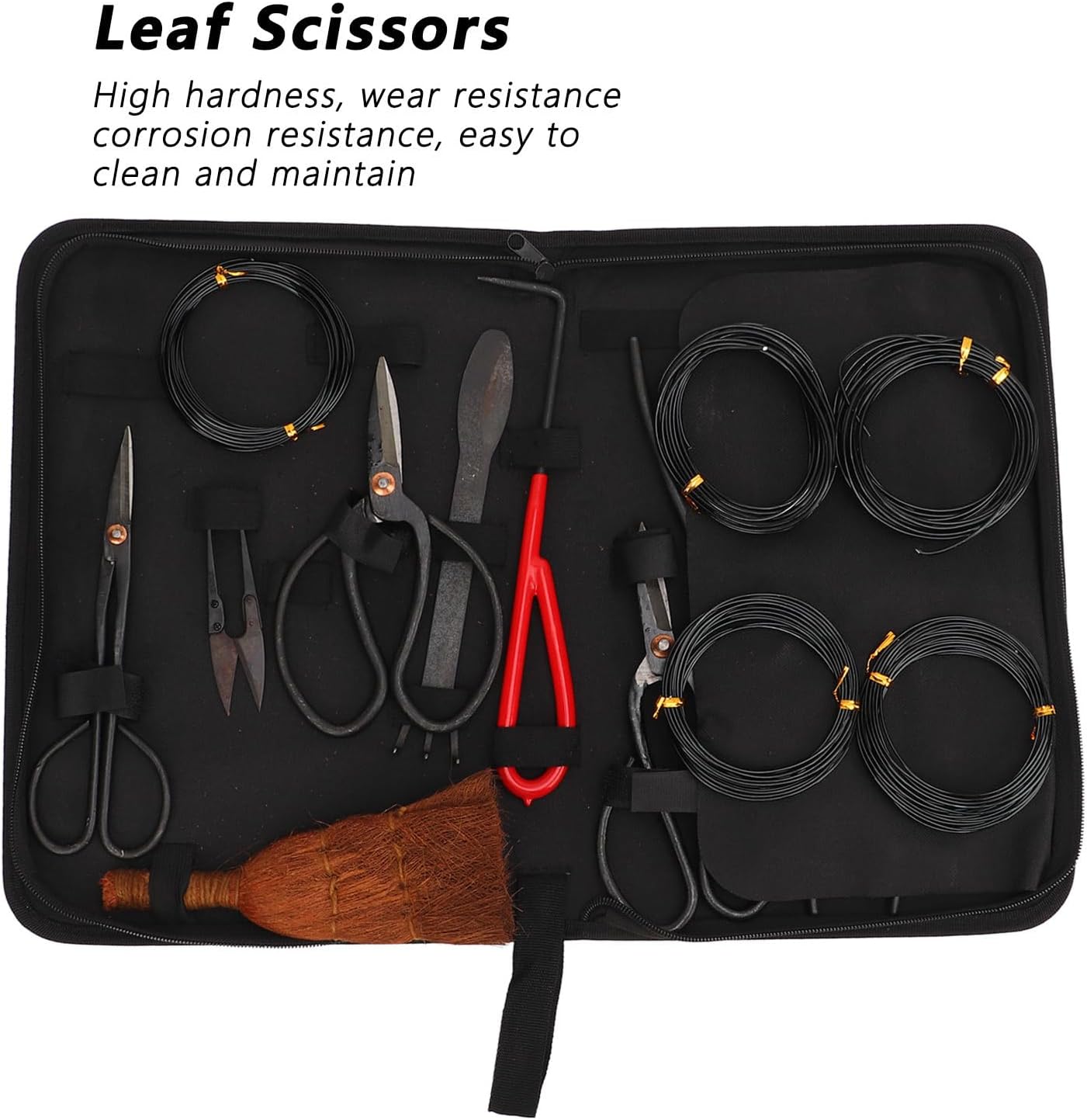 Juego de herramientas para bonsái  Cortador de hojas de acero al carbono, tijeras de podar, herramientas de poda de bonsái de rastrillo  Kit