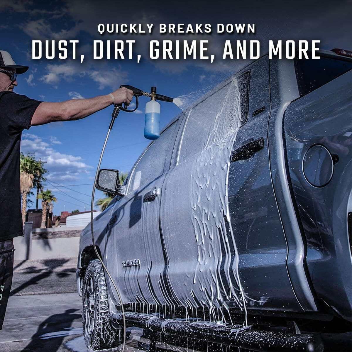Slick Products Wash & Wax Solución de limpieza espumosa extra gruesa para motocicleta, camión, remolque, barco, jabón de lavado de autos, funciona