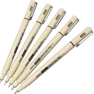 fsalisa Bolígrafo de dibujo con agujas, bolígrafos de dibujo de 5 tamaños, lápiz digital de pigmento negro, resistente al agua, ligero, para fsalisa Bolígrafo de dibujo con agujas, bolígrafos de dibujo de 5 tamaños, lápiz digital de pigmento negro, resistente al agua, ligero, para