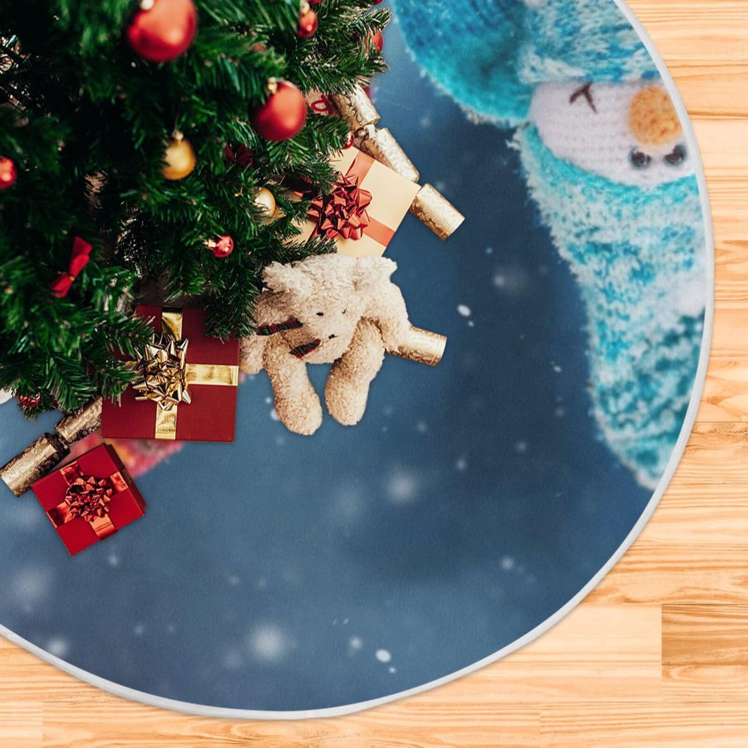 Muñecos de nieve en suaves árboles de nieve, falda suave para árbol de Navidad, falda de decoración de árbol de Navidad, falda pequeña para árbol de