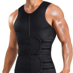 Chaleco de sauna para hombres con cintura con cremallera, neopreno para sauna, sin mangas, chaleco recortador de cintura Chaleco de sauna para hombres con cintura con cremallera, neopreno para sauna, sin mangas, chaleco recortador de cintura