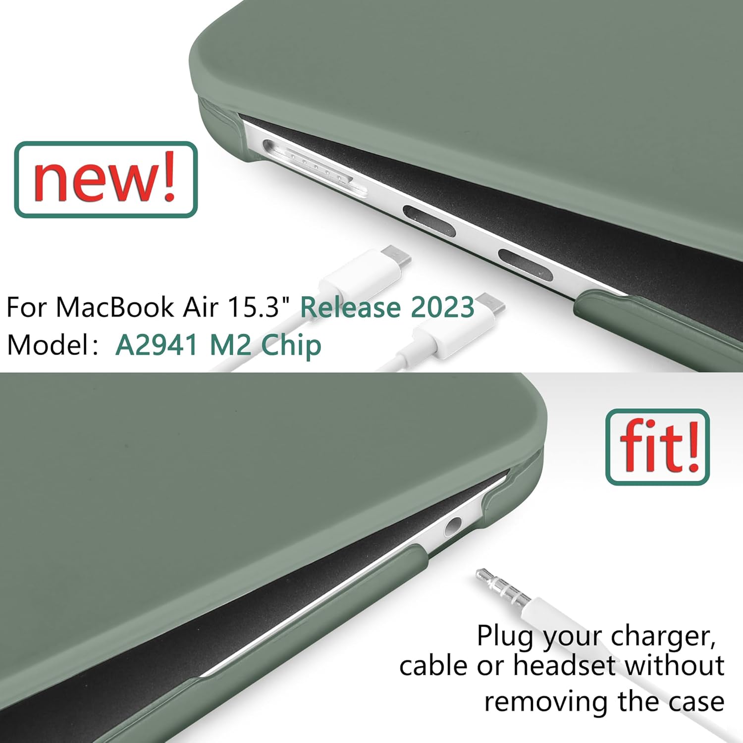 Funda para MacBook Air de 15 pulgadas 2023 lanzada en 2023 A2941 con chip M2, carcasa rígida de plástico para laptop con cubierta para teclado y