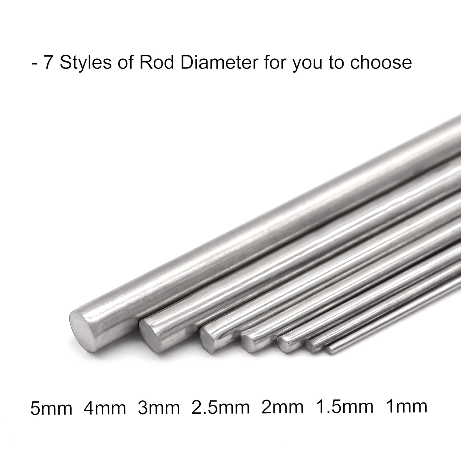Varilla redonda de acero inoxidable 304 de 0.197 in x 11.811 in, varillas de eje sólido de metal, barra de torno para manualidades, modelo de