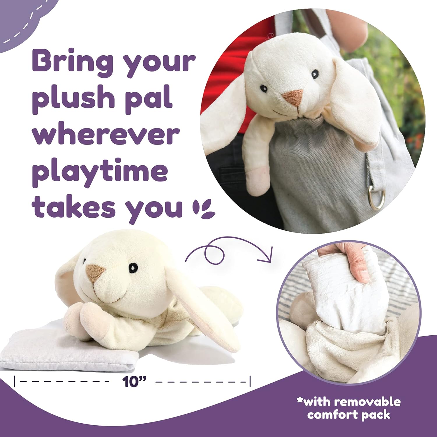 Conejo de Pascua de peluche, conejo de peluche para microondas con aromaterapia para bebés y niños, juguete de peluche de conejo de 10 pulgadas