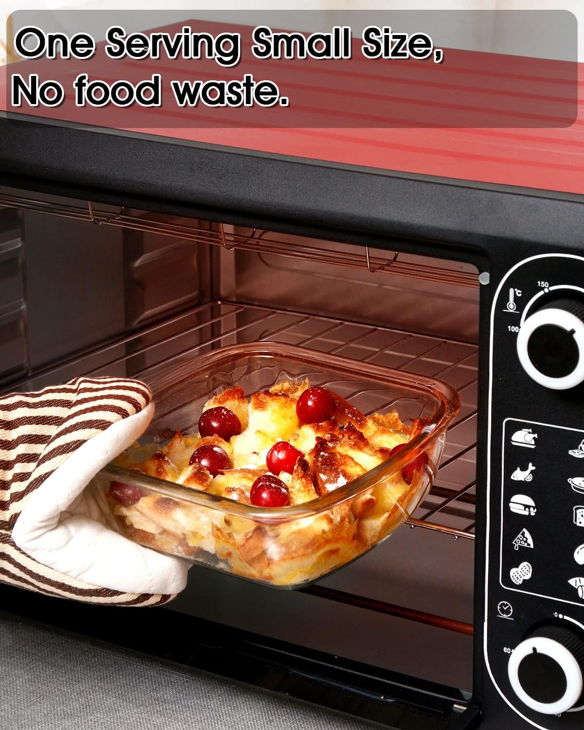 NUTRIUPS Plato para hornear de vidrio cuadrado de 1 cuarto de galón con tapa, plato de horno de 6 x 6.5 pulgadas para horno, pequeño recipiente de