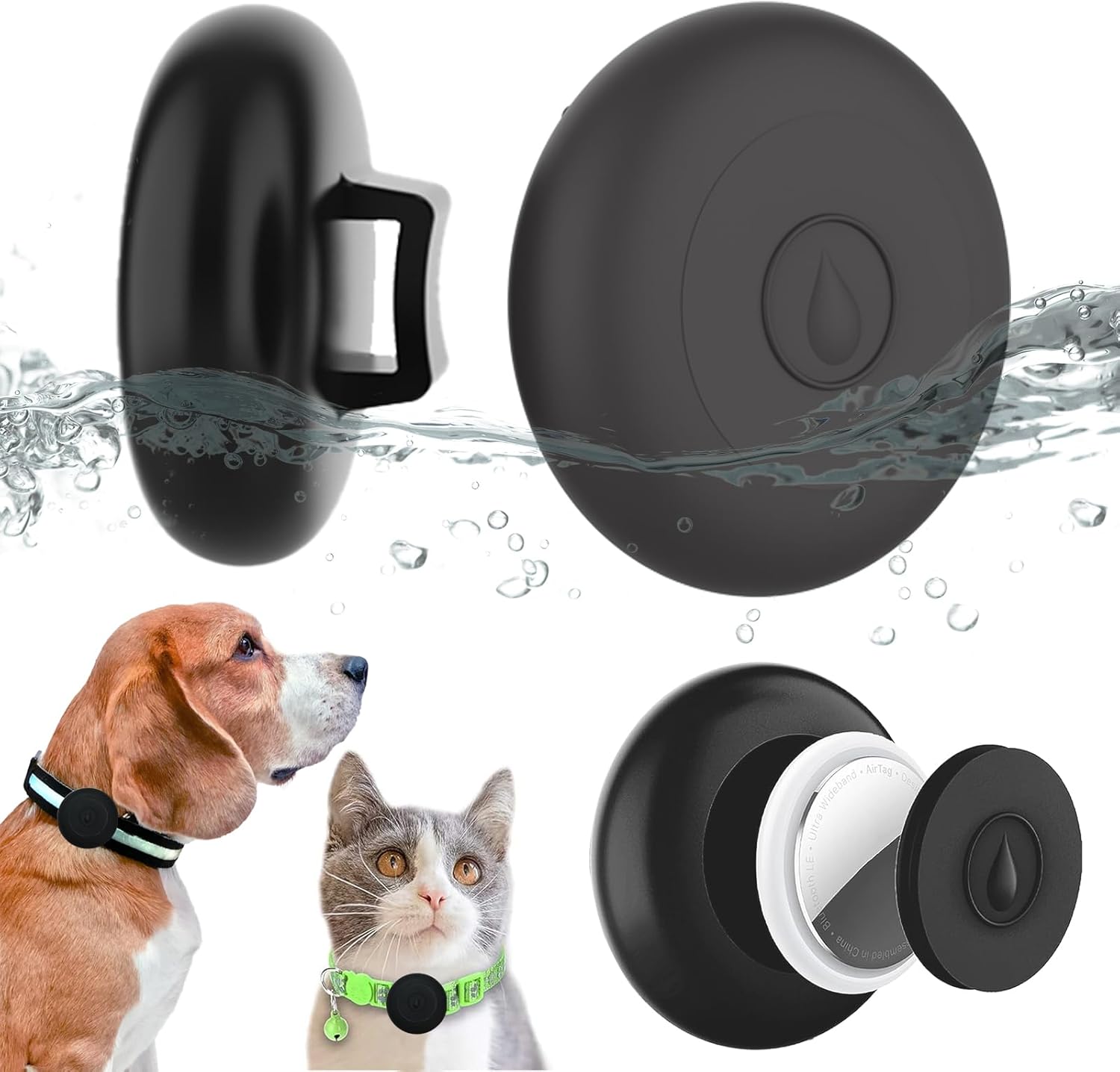 Airtag – Soporte impermeable para collar de perro, funda de silicona oculta impermeable para Airtag para rastreador GPS de mascotas, gatos, perros,