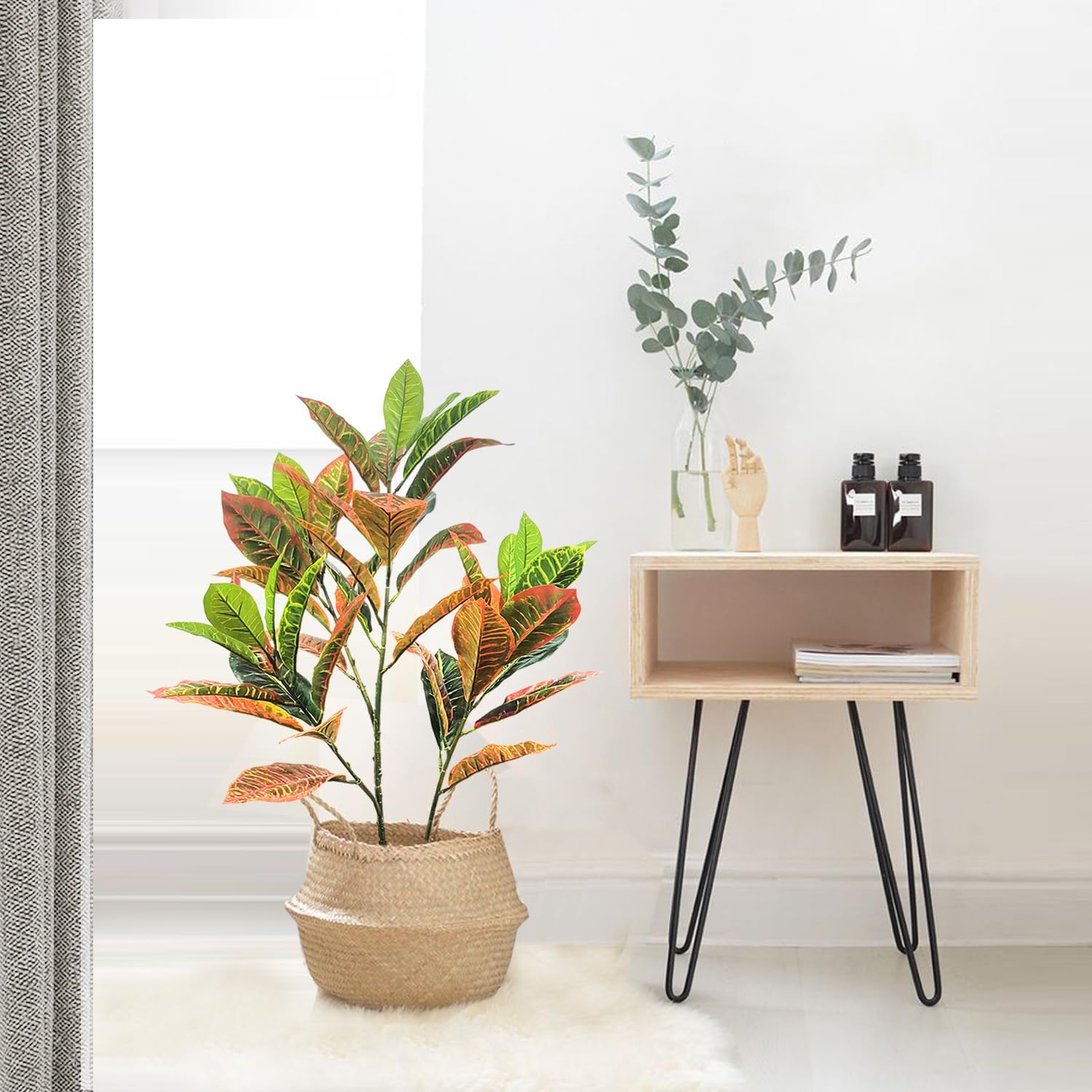 Árbol artificial de 31 pulgadas de alto, árbol de imitación de tacto sintético para decoración de interiores y centros comerciales