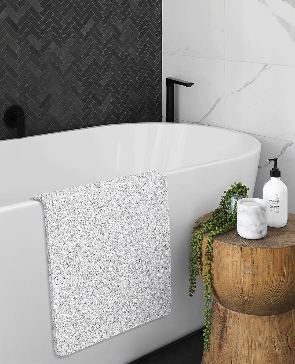 OTHWAY Tapetes de lufa para ducha, antideslizante y textura suave, tapete de baño de 31.5 x 16 pulgadas con drenaje, libre de ftalatos, secado