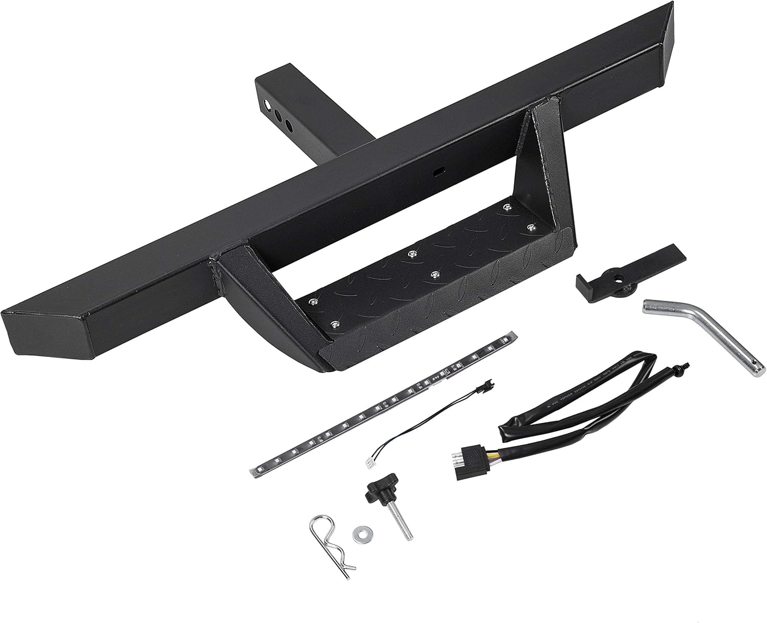 KUAFU Paso de enganche universal con luz de freno LED para receptor de remolque de camión de remolque de camión barra de paso de remolque protector