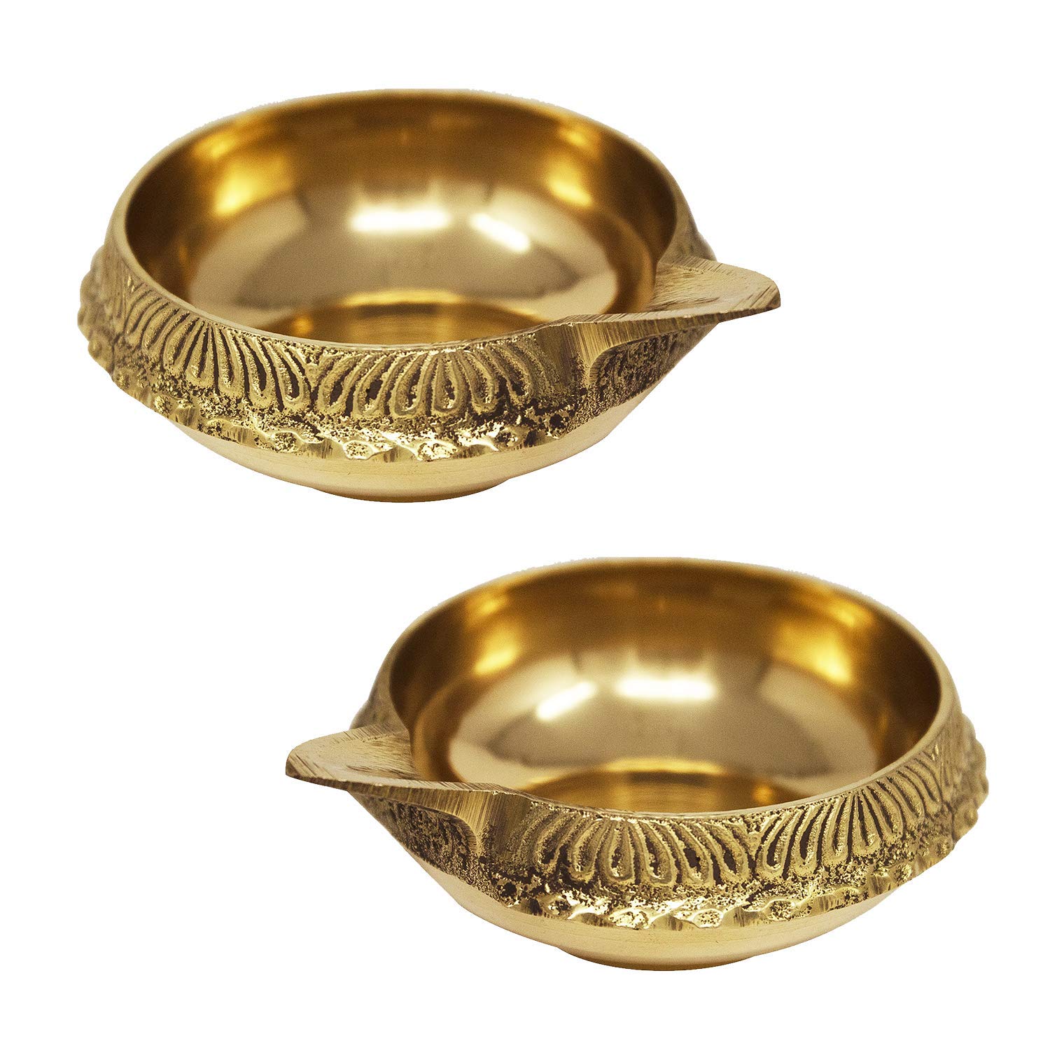 Crafts of India – Juego de 4 piezas de Kuber Diya para Diwali, lámpara de aceite de latón virgen hecha a mano para Deepawali Pooja, Vilakku para