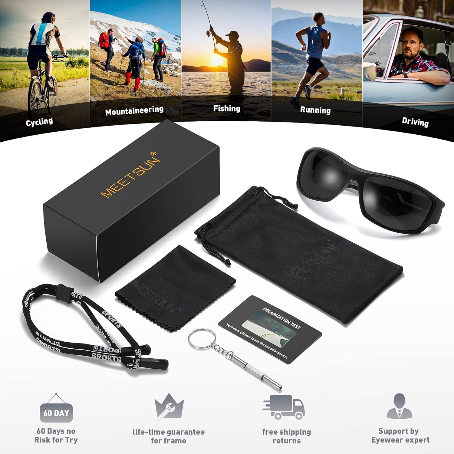 MEETSUN Gafas de sol deportivas polarizadas para hombres y mujeres, para conducir, ciclismo, pesca, protección UV400