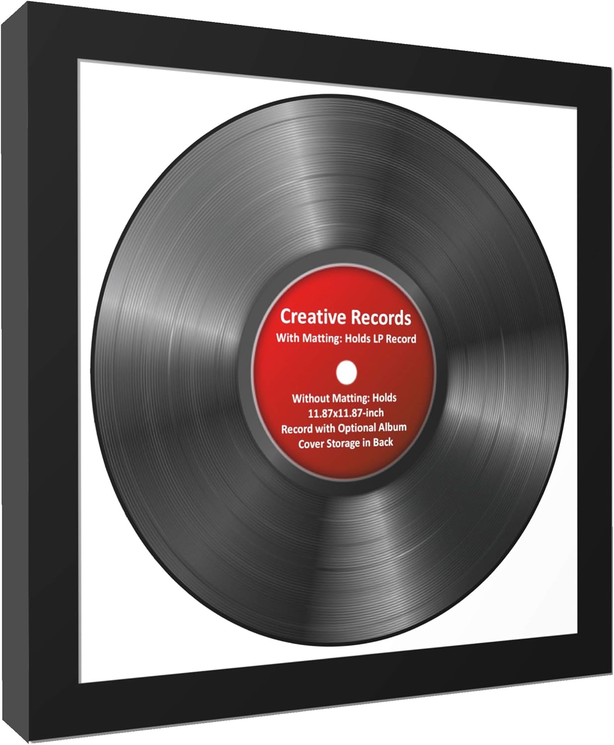 CreativePF – Marco para álbum de vinilo LP con alfombrilla blanca, inserto de disco LP, inserto de disco LP, vidrio y colgador de pared (paquete de